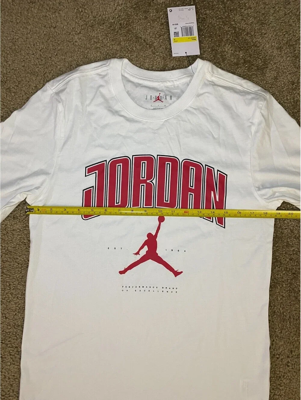 Air Jordan T Shirt Mens Small White Cotton Jumpman Graphic Crew Neck Performance